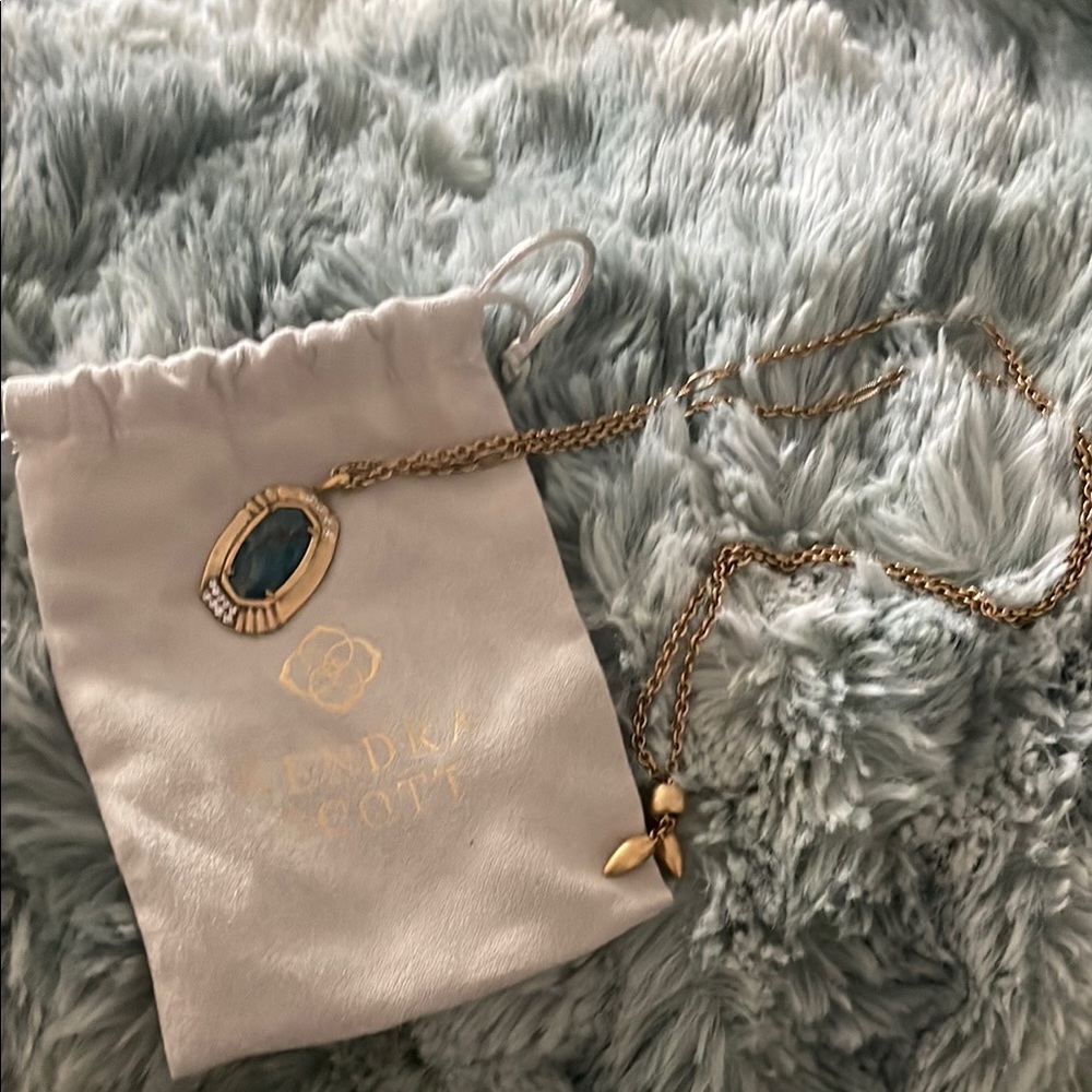 Kendra Scott Gold and Blue “Anna” Apatite Statement Necklace NWOT